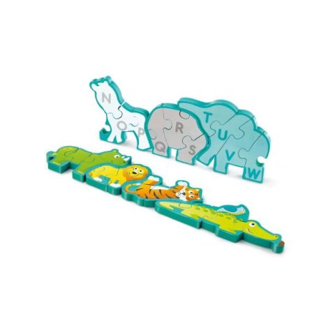 Puzzle din lemn pentru copii cu litere si animale salbatice - imagine 6